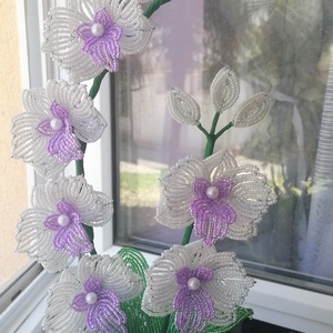 Gyöngyből készült orchidea - otthon & életmód - dekoráció - virágdísz és tartó - csokor & virágdísz - Meska.hu