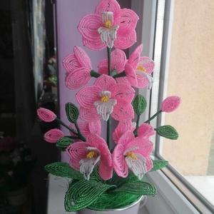 Orchidea gyöngyből - otthon & életmód - dekoráció - virágdísz és tartó - csokor & virágdísz - Meska.hu