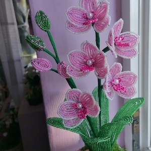 Gyöngyből készült orchidea - otthon & életmód - dekoráció - virágdísz és tartó - csokor & virágdísz - Meska.hu