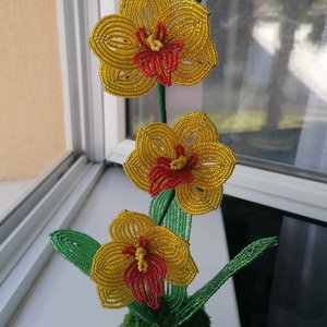 Gyöngyből készült orchidea - otthon & életmód - dekoráció - virágdísz és tartó - csokor & virágdísz - Meska.hu