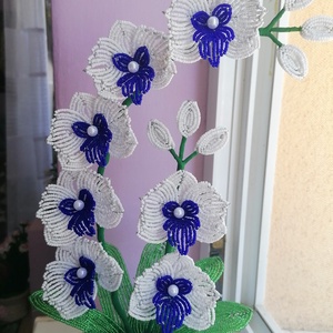 Gyöngyből készült orchidea, Otthon & Életmód, Dekoráció, Virágdísz és tartó, Csokor & Virágdísz, Gyöngyfűzés, gyöngyhímzés, MESKA