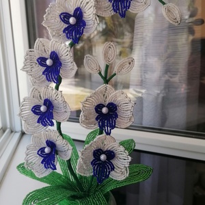 Gyöngyből készült orchidea - otthon & életmód - dekoráció - virágdísz és tartó - csokor & virágdísz - Meska.hu