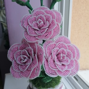 Gyöngyből készült rózsa, Otthon & Életmód, Dekoráció, Virágdísz és tartó, Csokor & Virágdísz, Gyöngyfűzés, gyöngyhímzés, MESKA
