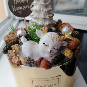 Karácsonyi asztali dísz őzikével - karácsony - karácsonyi lakásdekoráció - ünnepi asztaldekoráció - Meska.hu