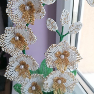 Gyöngyből készült orchidea - otthon & életmód - dekoráció - virágdísz és tartó - csokor & virágdísz - Meska.hu