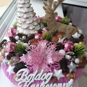 Karácsonyi asztali dísz szarvasokkal - karácsony - karácsonyi lakásdekoráció - ünnepi asztaldekoráció - Meska.hu