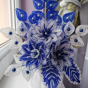 Gyöngyből készült  virág kompozíció - otthon & életmód - dekoráció - virágdísz és tartó - csokor & virágdísz - Meska.hu