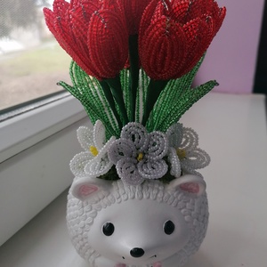 Tulipán süni kaspóban  - esküvő - dekoráció - asztaldísz - Meska.hu