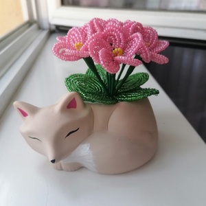 Róka fokföldi ibolyával - esküvő - dekoráció - asztaldísz - Meska.hu