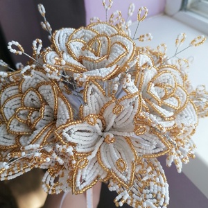 Ballagási csokor gyöngyből - otthon & életmód - virágdekoráció - virágok - virágcsokor - Meska.hu