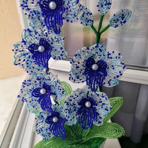 Gyöngyből készült orchidea - otthon & életmód - virágdekoráció - virágdíszek - asztali virágdísz - Meska.hu