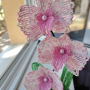 Gyöngyből készült 3 fejű orchidea - Meska.hu