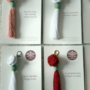 Virágzó Kedvesség � Makramé rózsabimbó kulcstartó / táskadísz többféle színben CSOMAGOLVA! - táska & tok - kulcstartó & táskadísz - kulcstartó - Meska.hu
