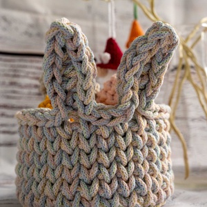 Horgolt nyuszifüles tároló, Otthon & Életmód, Dekoráció, Asztal és polc dekoráció, Dekorációs tál, tartó, Horgolás, MESKA