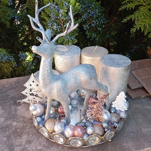 Szarvasos adventi dísz, Otthon & Életmód, Dekoráció, Ajtó- és ablak dekoráció, Ajtódísz & Kopogtató, Virágkötés, MESKA