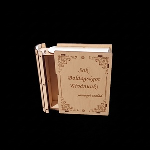 Könyv formájú doboz egyedi felirattal - esküvő - emlék & ajándék - nászajándék - esküvői pénzátadó doboz - Meska.hu