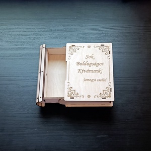 Könyv formájú doboz egyedi felirattal - esküvő - emlék & ajándék - nászajándék - esküvői pénzátadó doboz - Meska.hu