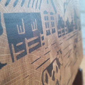 Tehenek a tanyán - bütüs vágódeszka valódi fa betéttel - otthon & életmód - konyhafelszerelés, tálalás - sütés, főzés - vágódeszka - Meska.hu