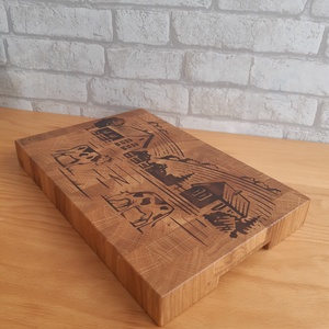 Tehenek a tanyán - bütüs vágódeszka valódi fa betéttel - otthon & életmód - konyhafelszerelés, tálalás - sütés, főzés - vágódeszka - Meska.hu