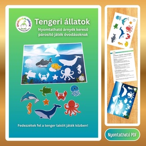 Tengeri állatok  Árnyékkereső párosító játék óvodásoknak (nyomtatható PDF) - Meska.hu