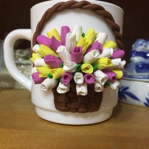 Virággal díszített bögrék, Otthon & Életmód, Konyhafelszerelés, tálalás, Tálalás, Bögre & Csésze, Gyurma, MESKA