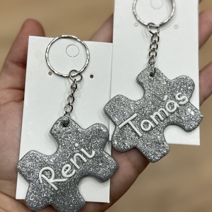 Páros, feliratozható puzzle kulcstartó, Táska & Tok, Kulcstartó & Táskadísz, Kulcstartó, Gyurma, Ékszerkészítés, MESKA