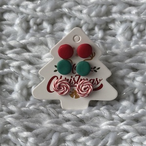 Karácsonyi bedugós füli szett, Esküvő, Ékszer, Fülbevaló, Gyurma, Ékszerkészítés, MESKA