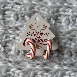 Karácsonyi cukorka bedugós füli , Esküvő, Ékszer, Fülbevaló, Gyurma, Ékszerkészítés, MESKA