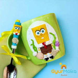 Spongebob bögre és kanál szett, Otthon & Életmód, Konyhafelszerelés, tálalás, Tálalás, Bögre & Csésze, Gyurma, MESKA