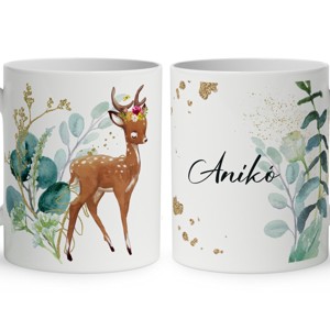 Kérd a neveddel - Tündéri őzike mintás bögre, Otthon & Életmód, Konyhafelszerelés, tálalás, Tálalás, Bögre & Csésze, , MESKA