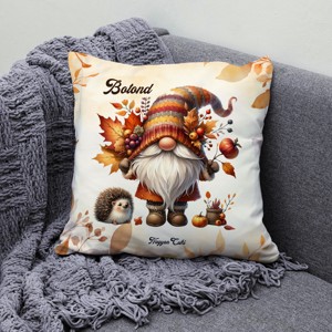 Névvel kérhető - Cuki őszi manó sünikével mintás párna - otthon & életmód - lakástextil - párna & párnahuzat - díszpárna (belsővel együtt) - Meska.hu