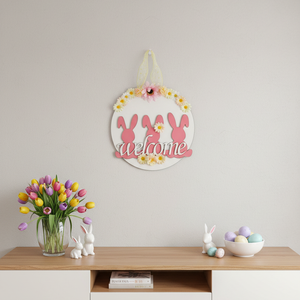 Húsvéti kopogtató virágos - ünnepi díszek, dekorációk - húsvéti díszek és dekorációk - húsvéti ajtódísz, kopogtató - Meska.hu