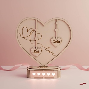 Valentin napi lámpa, Otthon & Életmód, Lámpa, Asztali lámpa, Gravírozás, pirográfia, MESKA