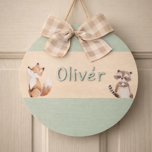 Zöld névtábla - baba - mama - babaszoba dekoráció - babanév dekoráció - Meska.hu