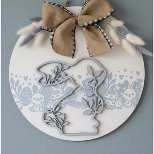 Húsvéti kopogtató, Ünnepi díszek, dekorációk, Húsvéti díszek és dekorációk, Húsvéti ajtódísz, kopogtató, Gravírozás, pirográfia, MESKA