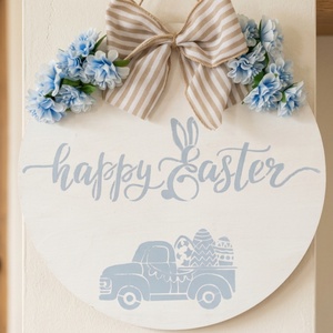 Húsvéti kopogtató, Ünnepi díszek, dekorációk, Húsvéti díszek és dekorációk, Húsvéti ajtódísz, kopogtató, Gravírozás, pirográfia, MESKA