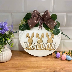 Húsvéti kopogtató, Ünnepi díszek, dekorációk, Húsvéti díszek és dekorációk, Húsvéti ajtódísz, kopogtató, Gravírozás, pirográfia, MESKA