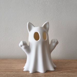 Halloweeni világító cica szellem - Meska.hu