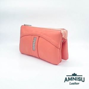 Lazac színű egyenes kristály köves női pénztárca G4019 - táska & tok - pénztárca & más tok - pénztárca - női pénztárca - Meska.hu