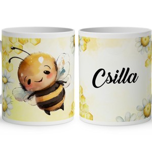 Névvel kérhető - Mosolygós méhecske mintás bögre, Otthon & Életmód, Konyhafelszerelés, tálalás, Tálalás, Bögre & Csésze, , MESKA