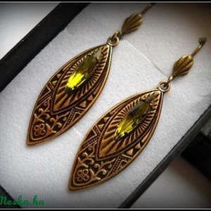 Pálmaház - olivine zöld swarovski fülbevaló - ékszer - fülbevaló - lógó fülbevaló - Meska.hu