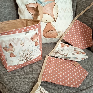 Textil tároló - rókás  - otthon & életmód - babaszoba, gyerekszoba - babaszoba dekoráció - Meska.hu