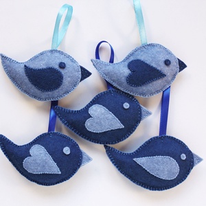 -60% AKCIÓ - Kék madár tavaszi, húsvéti, Anyák napi dekoráció gyapjúfilcből -  - Meska.hu