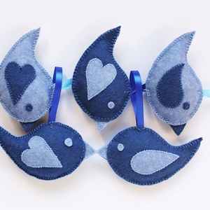 -60% AKCIÓ - Kék madár tavaszi, húsvéti, Anyák napi dekoráció gyapjúfilcből -  - Meska.hu