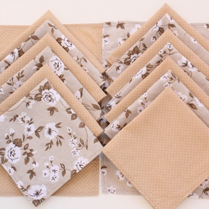 15 db textil szalvéta, 100% pamutvászon - világosbarna, bézs, virágos leírása -  - Meska.hu