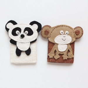 Mimo és Bobo - 2 db-os panda és majom filc ujjbáb készlet -  - Meska.hu