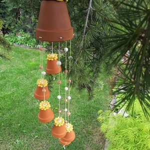 ,Virágos Cserép ZeneKerámia Szélcsengő  -  - Meska.hu