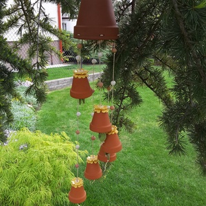 ,Virágos Cserép ZeneKerámia Szélcsengő  -  - Meska.hu