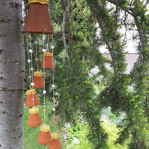 ,Virágos Cserép ZeneKerámia Szélcsengő  -  - Meska.hu