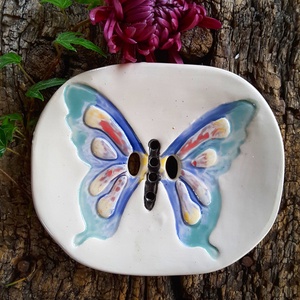 ,Tarka Szárnyú Pillangó  Kerámia Szappantartó -  - Meska.hu
